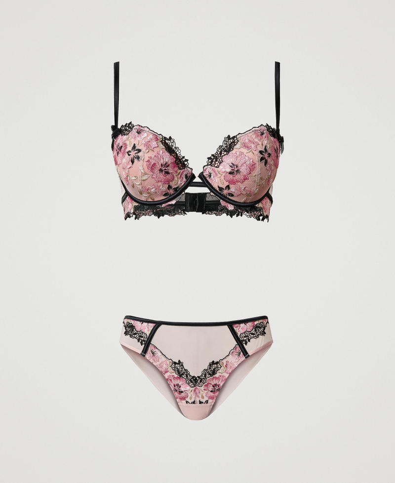 Embroidered push up bra and briefs