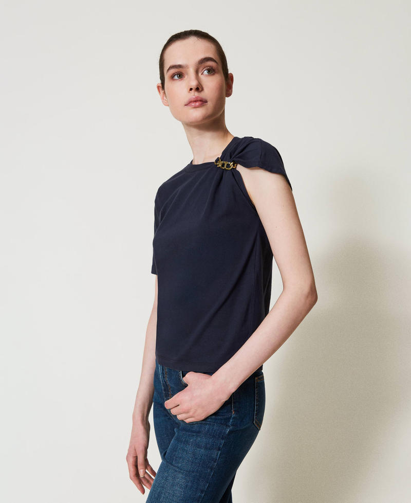 T-shirt with Oval T chain Blue Night Woman 251TP2640_00238_01