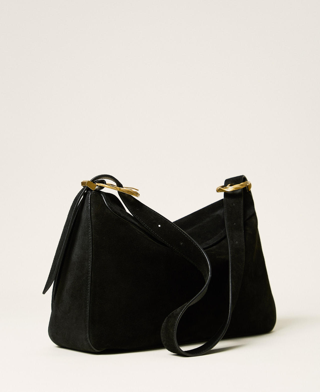 Liliane Tasche aus Veloursleder mit Schnallen Schwarz Frau 262TD8240_00006_03