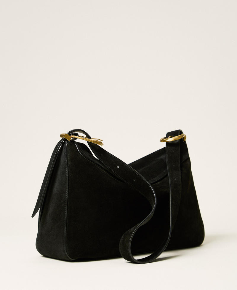 Liliane Tasche aus Veloursleder mit Schnallen Schwarz Frau 262TD8240_00006_03