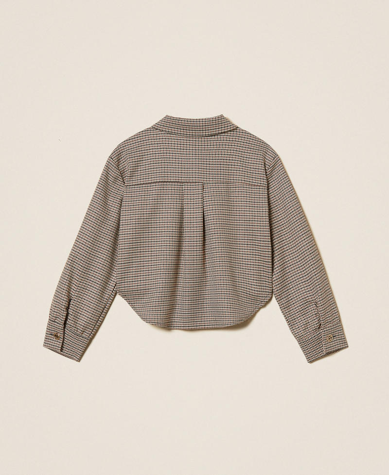 Houndstooth oversized shirt Camel Houndstooth Girl 252GJ2102_12717_S1