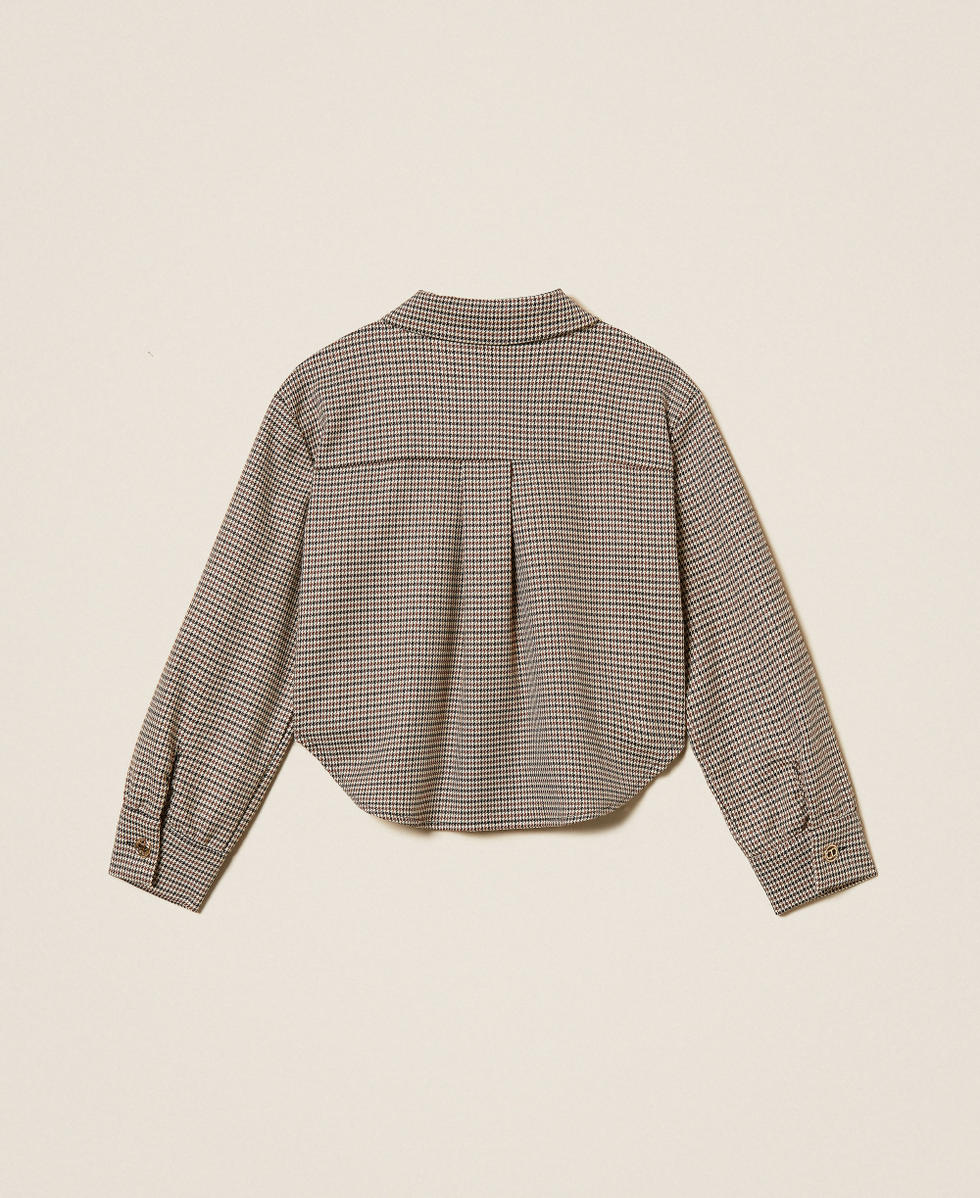 Camisa oversize de pata de gallo Pata de Gallo Camel Ni&ntilde;a 252GJ2102_12717_S1