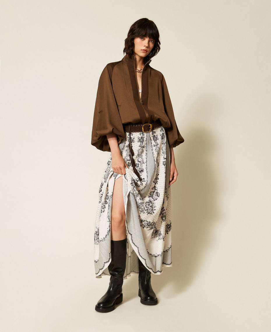 Giacca balloon in envers satin Darkness Brown Donna 262TP2132_13411_T0