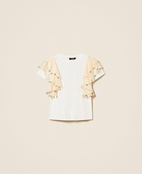 T-Shirt in Regular-Fit mit &Auml;rmeln aus Voile