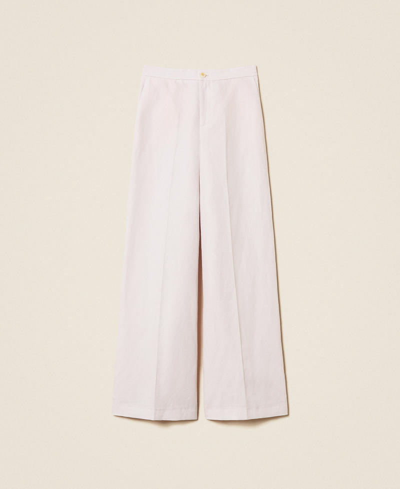 Linen blend wide leg trousers Pink Sand Woman 261TP2454_00570_S0