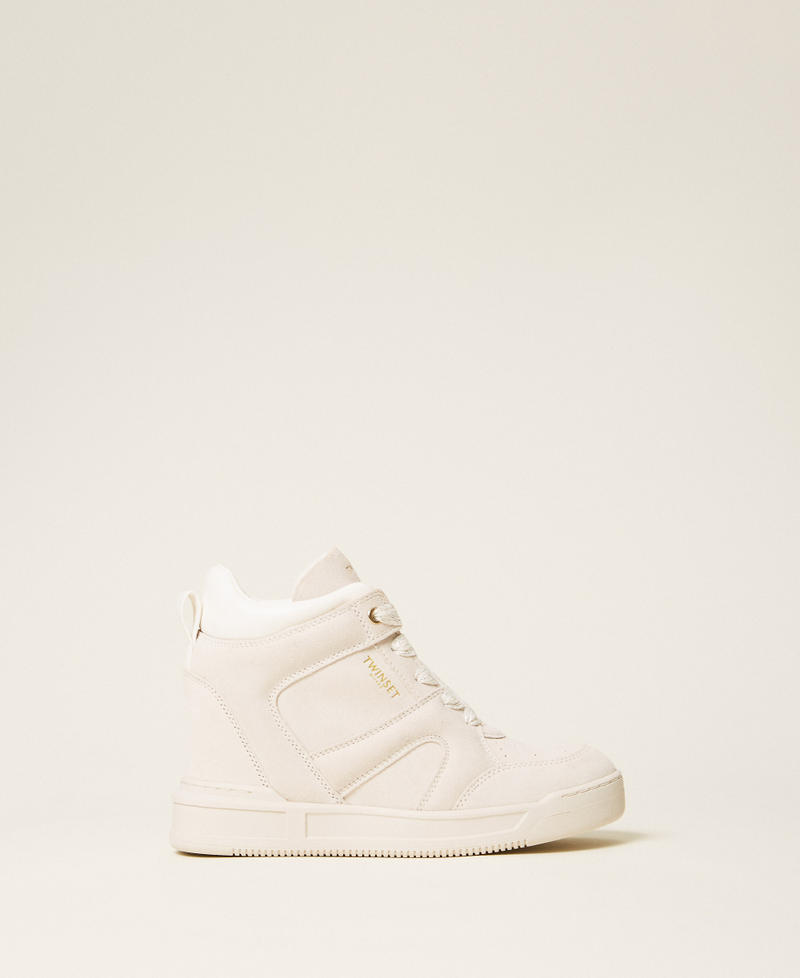 Sneakers aus Veloursleder Weiß Schnee Frau 252TGT016_00282_01