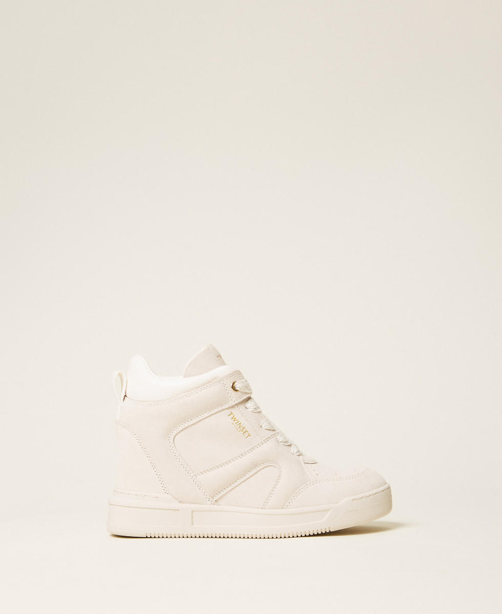 Baskets en cuir velours Blanc Neige Femme 252TGT016_00282_01