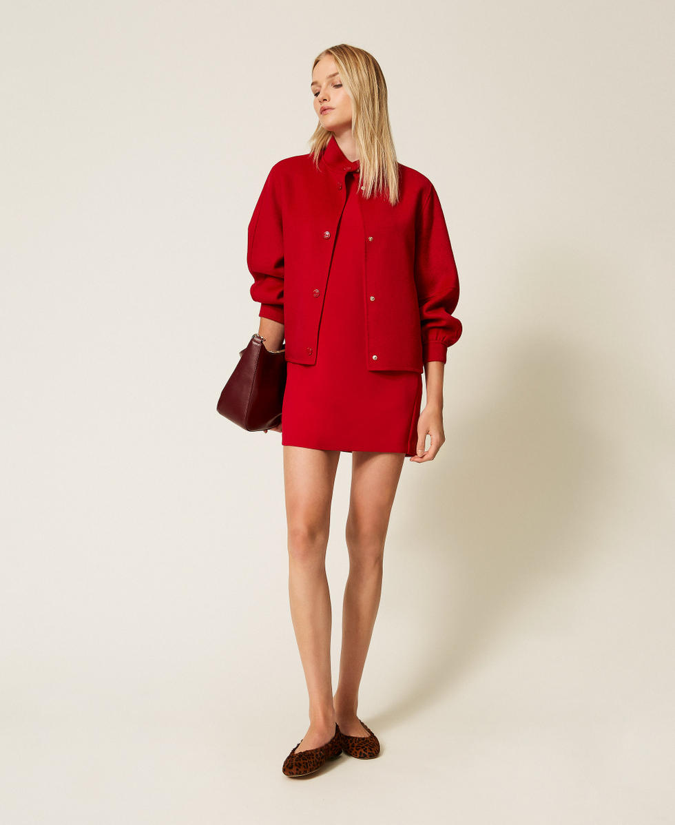 Bomber en drap double Rouge Vénitien Femme 252TP2071_00740_T0