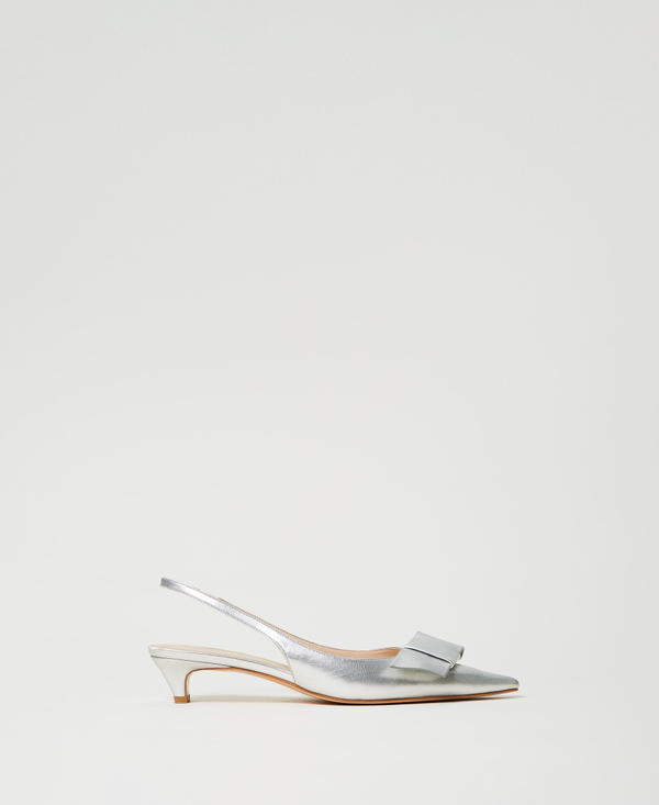 Sling back court shoes with bow