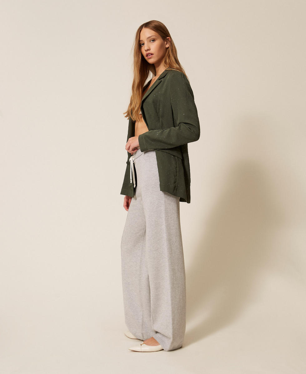 Knit trousers with drawstring Two-tone Light Grey Melange/Off White Woman 261LL3MCC_13297_02