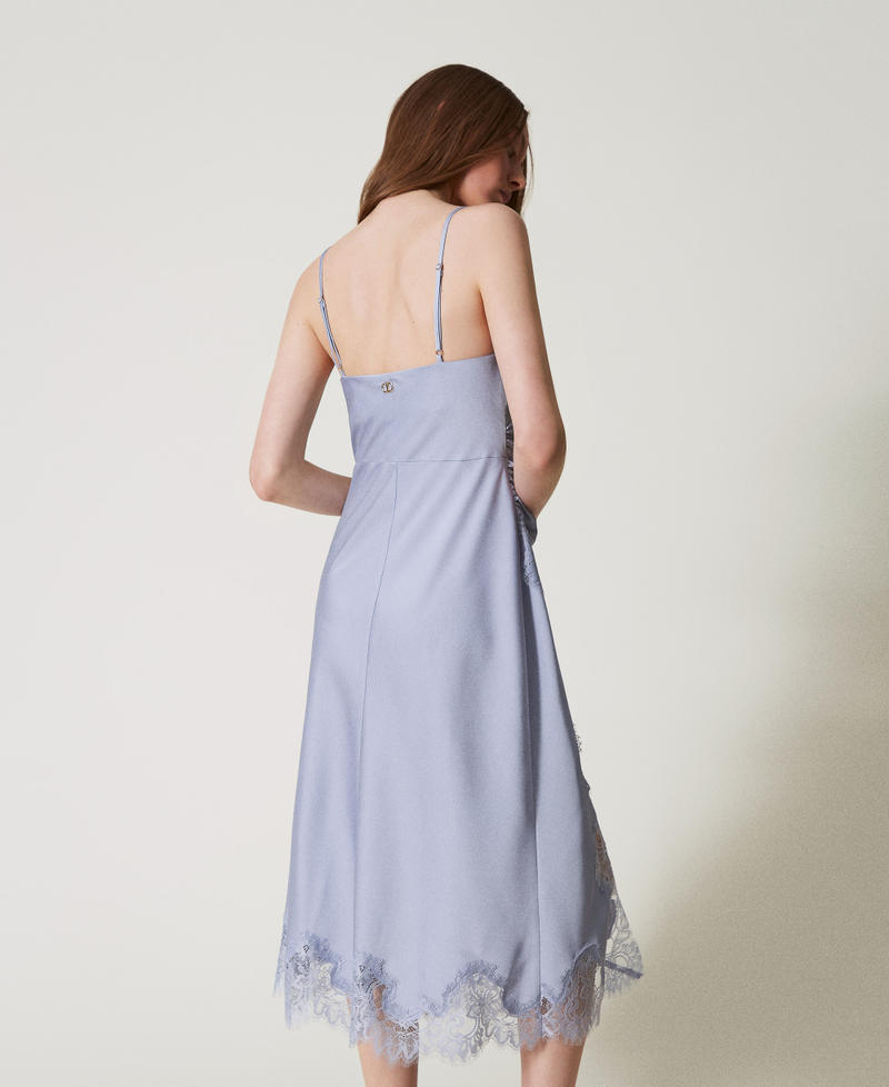 Midi satin and lace dress Lilac Flowers Woman 251TQ2012_00703_03