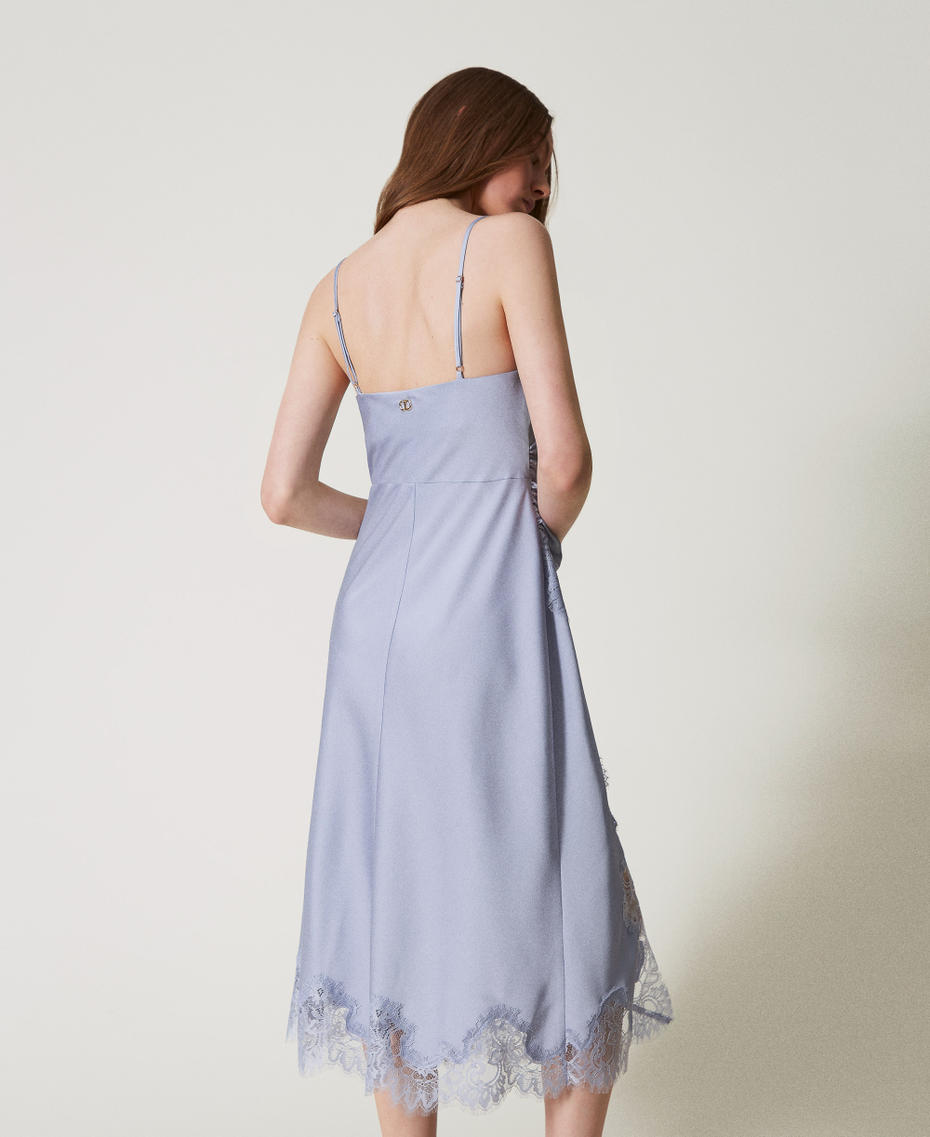 Midi satin and lace dress Lilac Flowers Woman 251TQ2012_00703_03