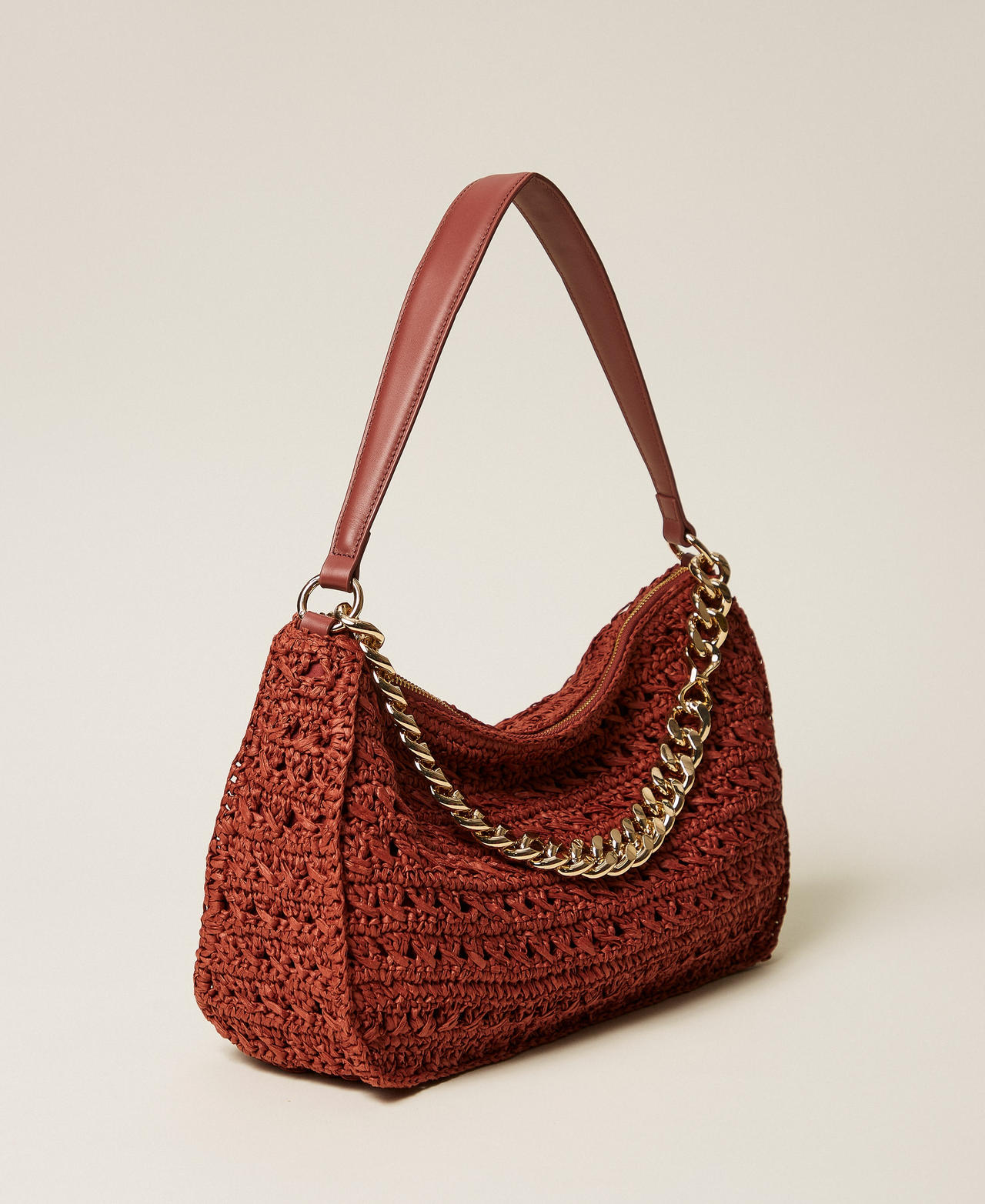 Large crocheted raffia Liliane bag Henna Brown Woman 261TD8080_13332_02