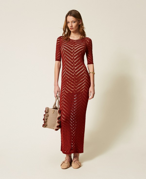Abito lungo in maglia chevron