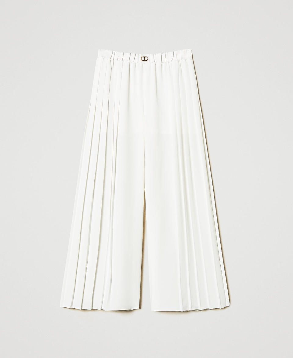 Palazzo trousers with side pleats "Ice" White Girl 251GJ2QQ3_00808_S0