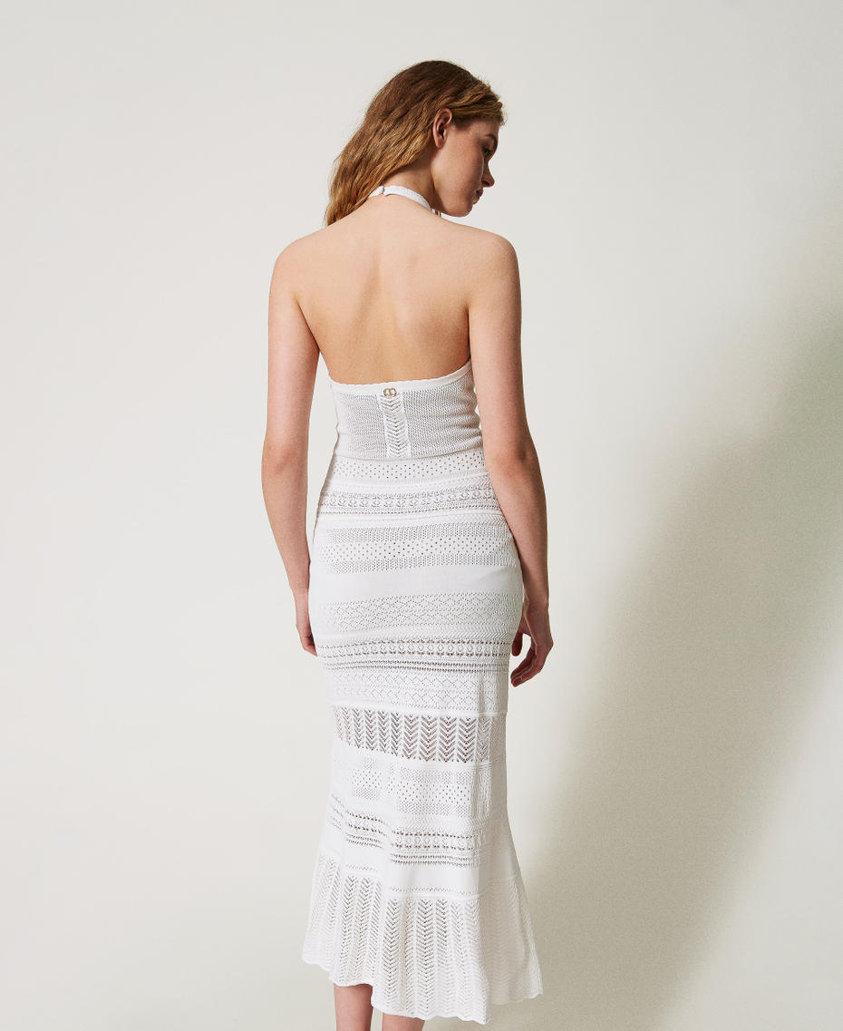 Long punched knit halterneck dress White Snow Woman 251TT3105_00282_03