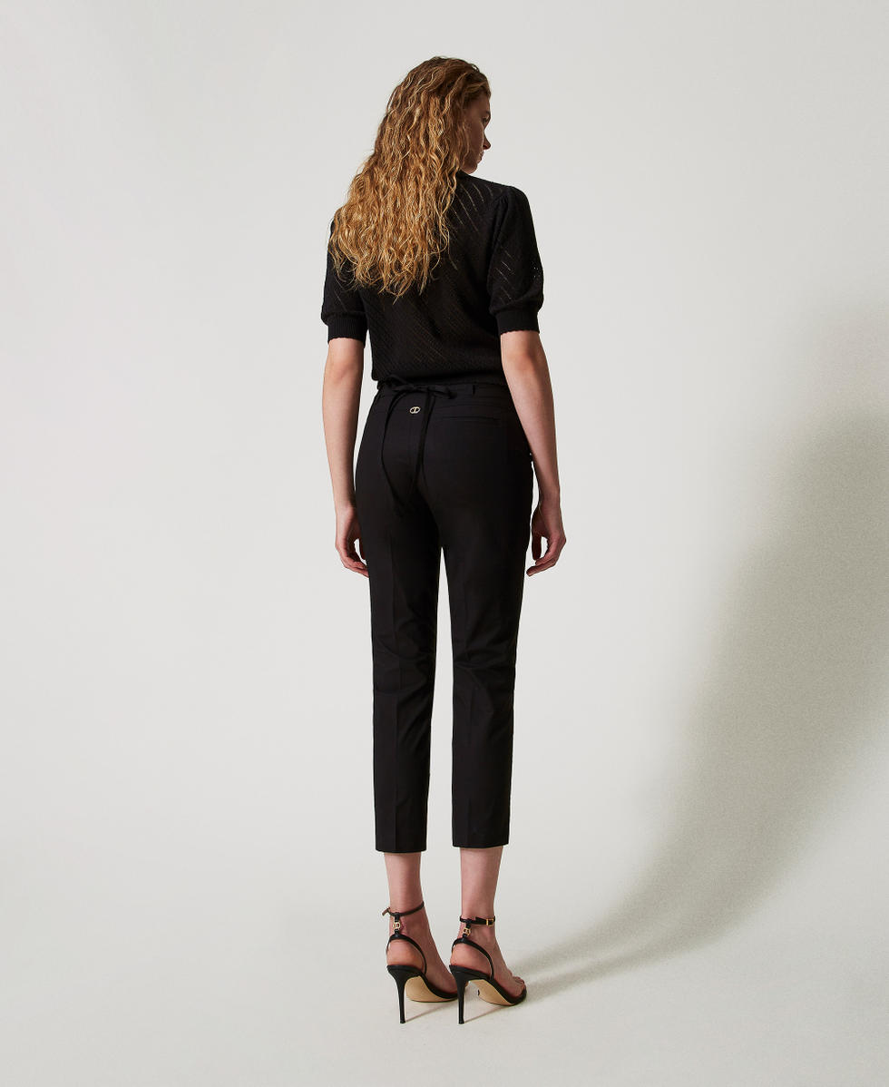 Poplin trousers with belt Black Woman 251TT2220_00006_03