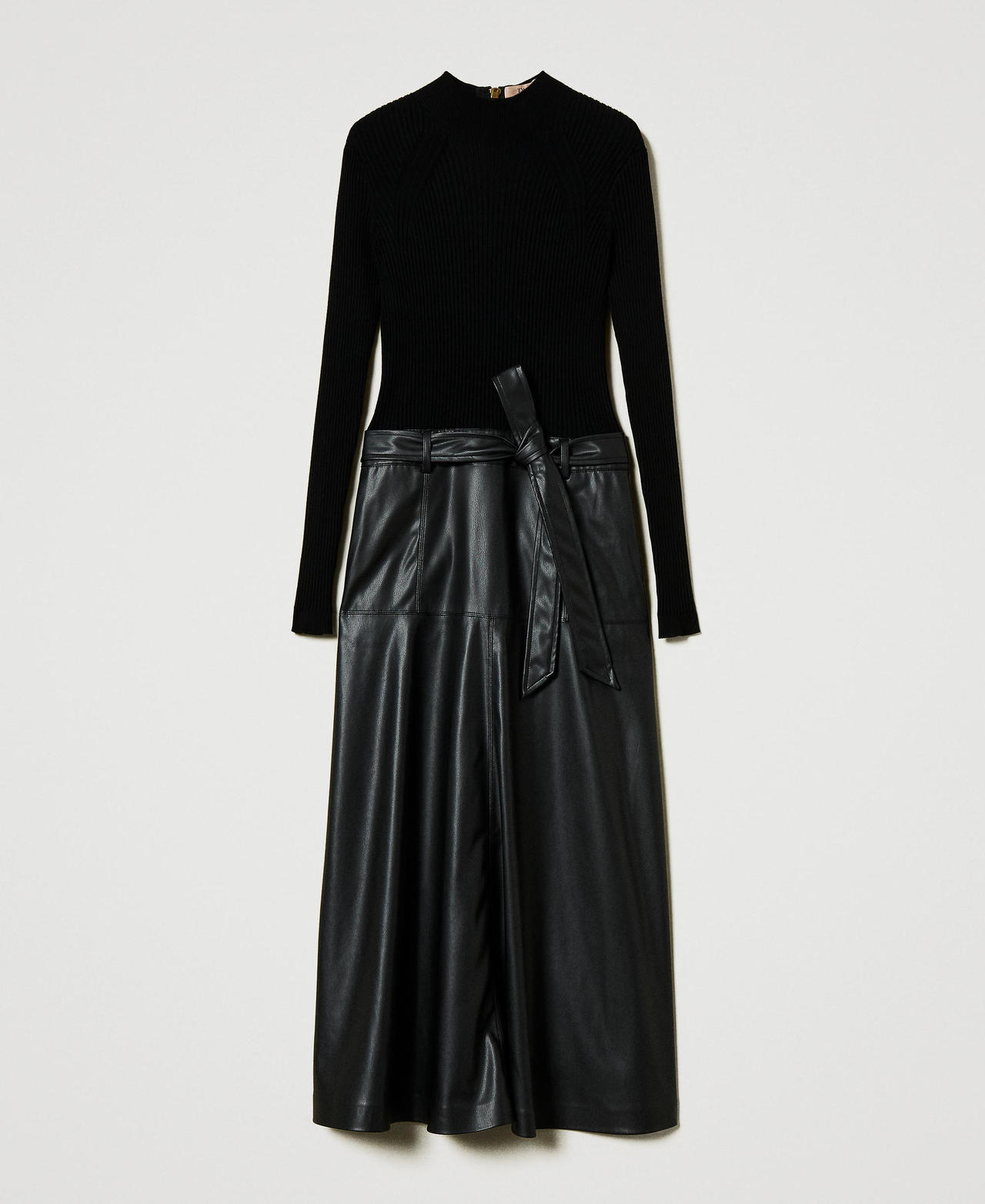 Scee by twin set Abito longuette in maglia e tessuto spalmato