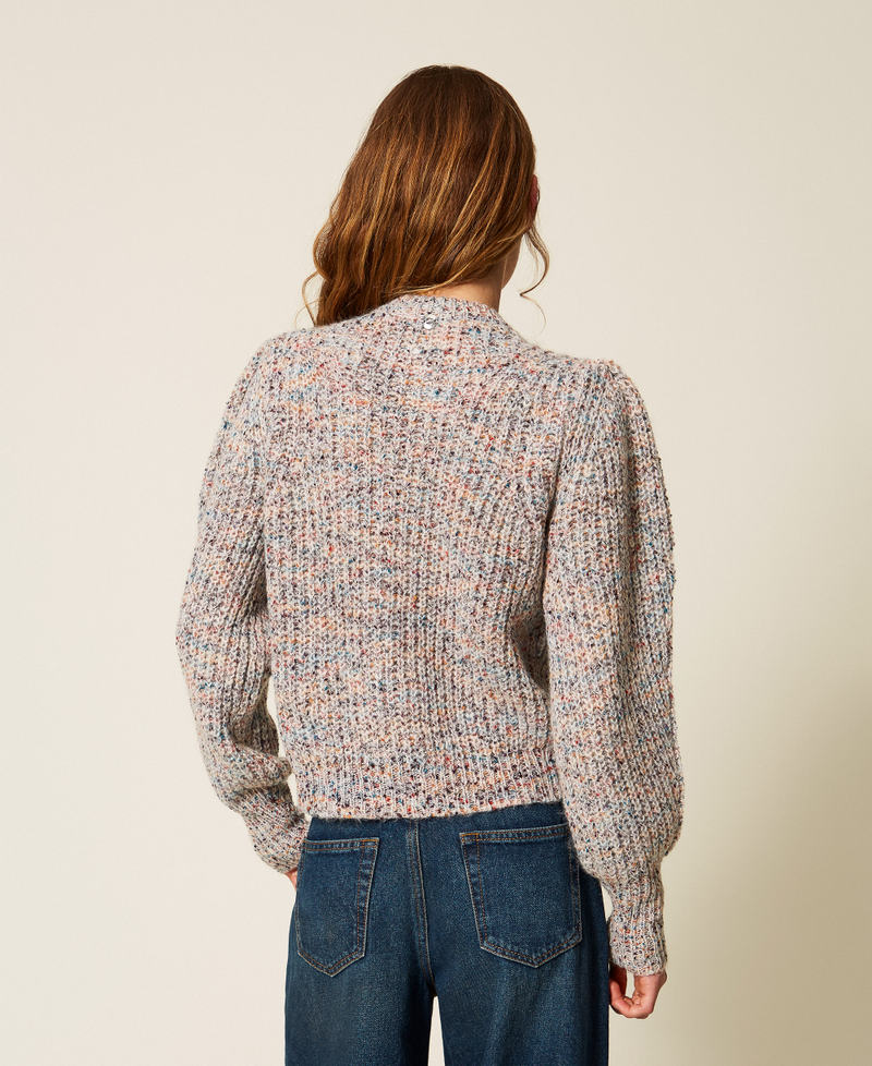 Multicolour cardigan with jewel buttons Multicolour Tweed Woman 252AP3060_12702_03