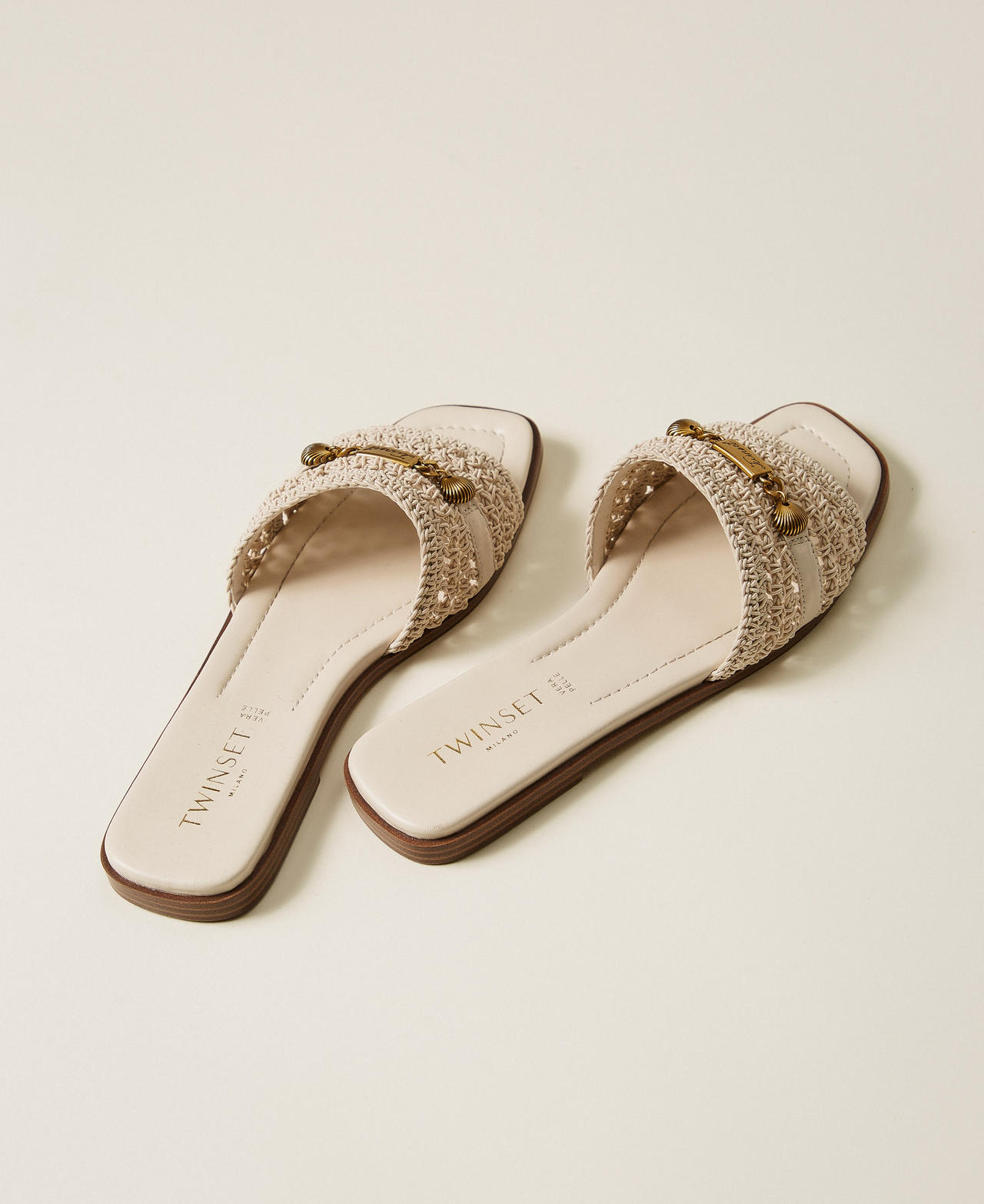 Crochet slides Mother Of Pearl Woman 261TGT044_00059_03