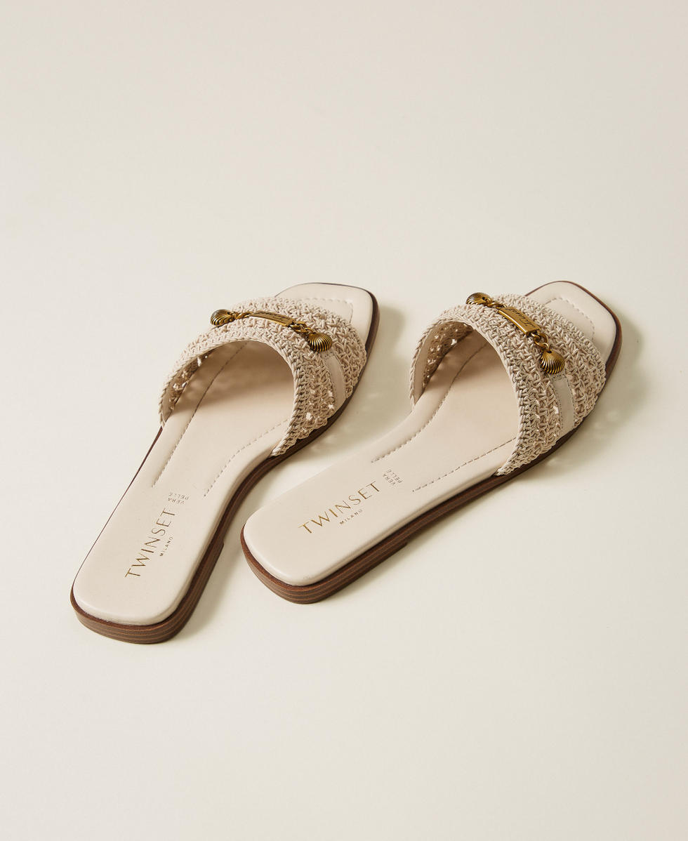 Crochet slides Mother Of Pearl Woman 261TGT044_00059_03