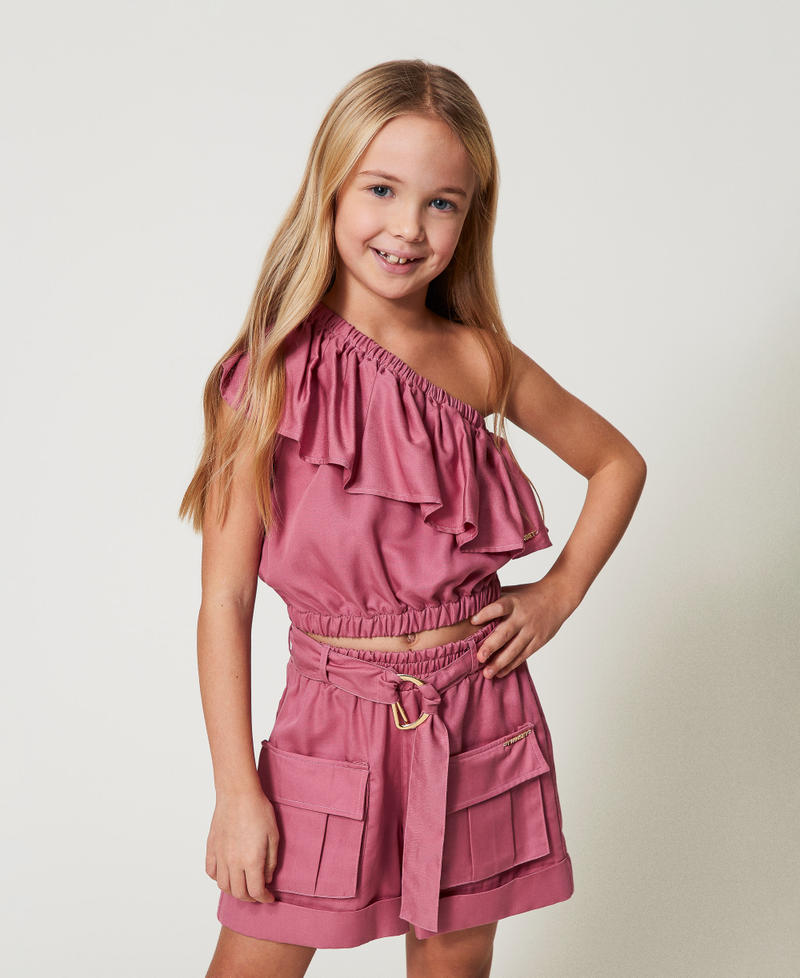 Shorts with utility pockets and belt "Flamingo" Pink Girl 251GJ2461_00868_01