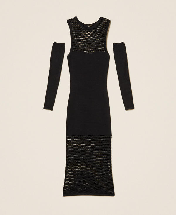 Robe longue en maille point filet