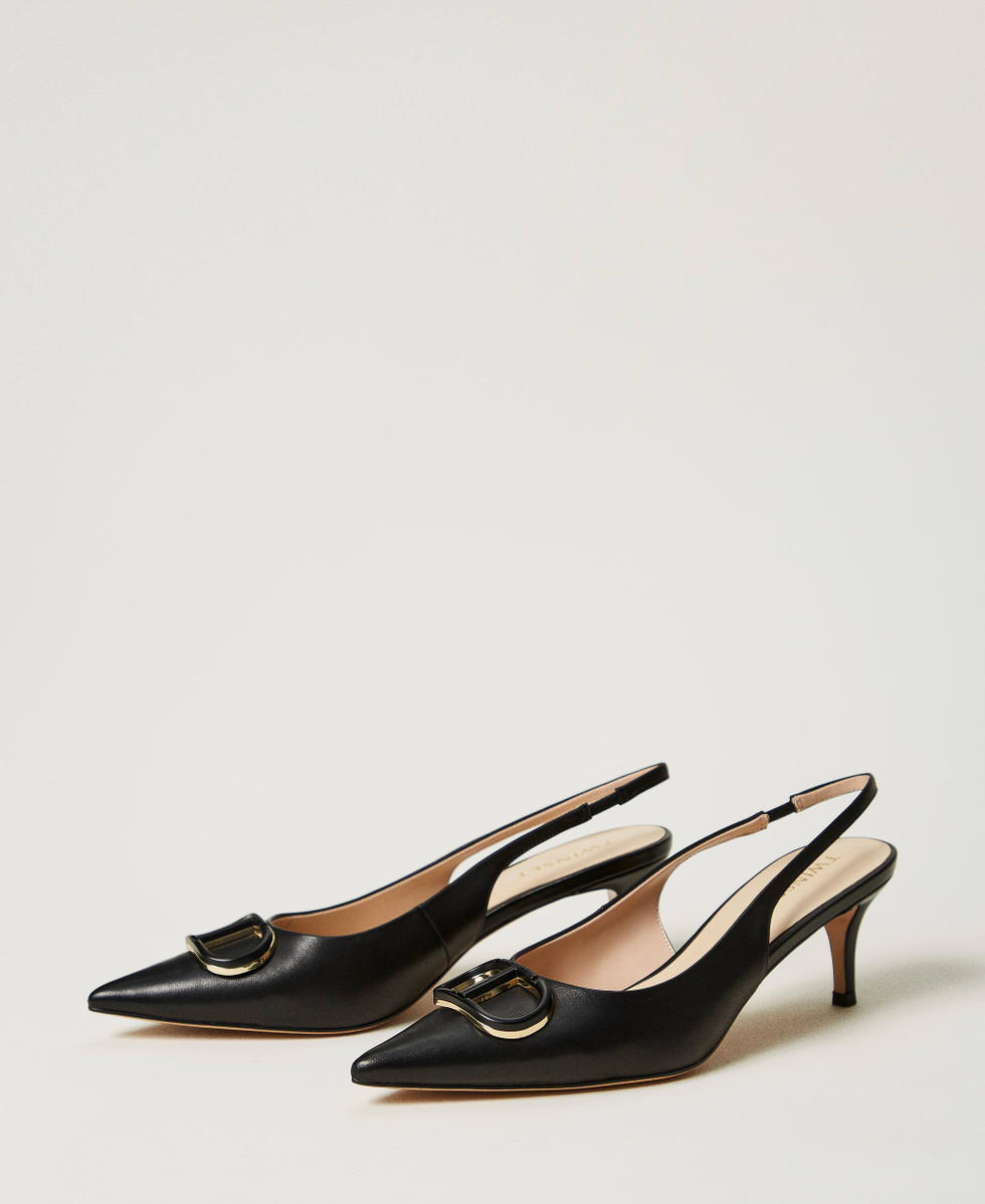 Sling back court shoes with Oval T Black Woman 251TCP062_00006_02