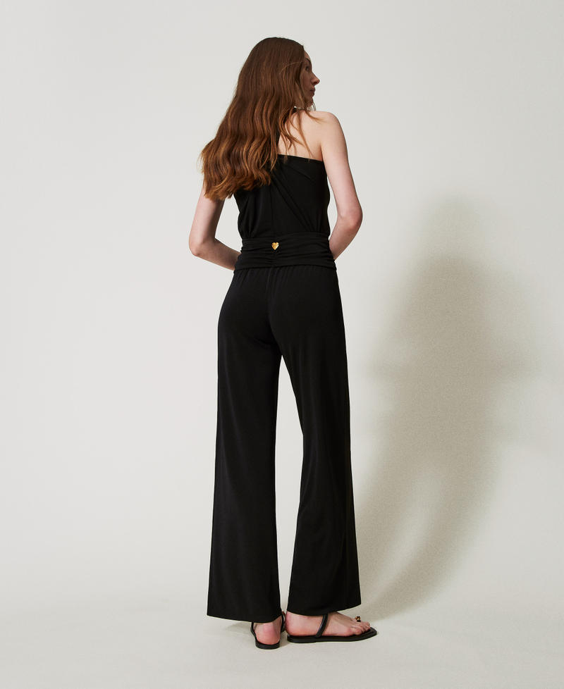 Palazzo trousers with drape Black Woman 251LB2HCC_00006_03