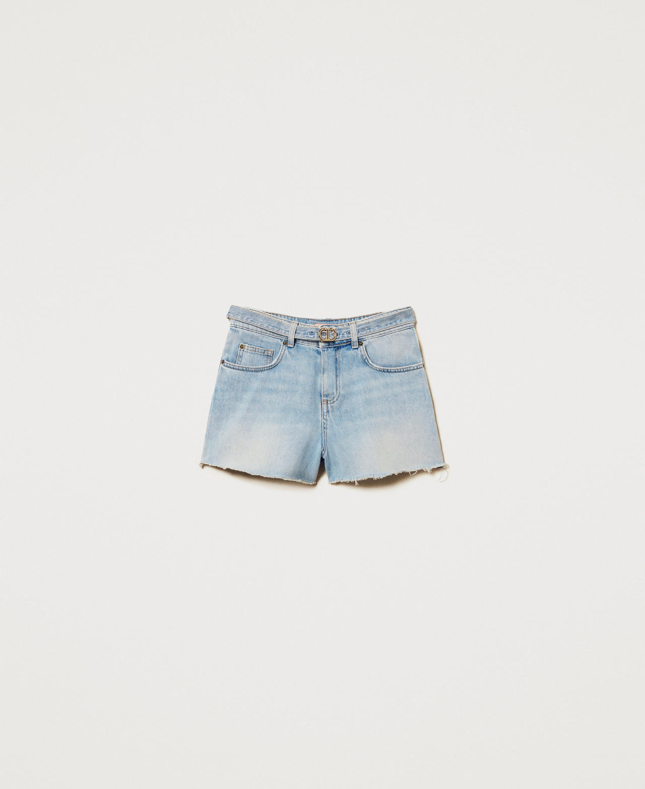 Denim shorts with belt Light Denim Woman 251TT2262_03498_S0