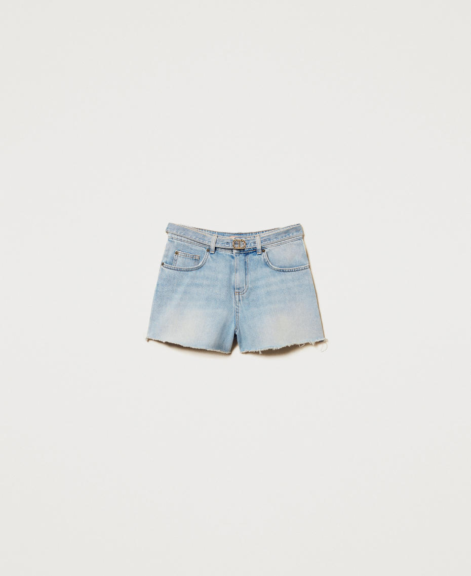 Denim shorts with belt Light Denim Woman 251TT2262_03498_S0