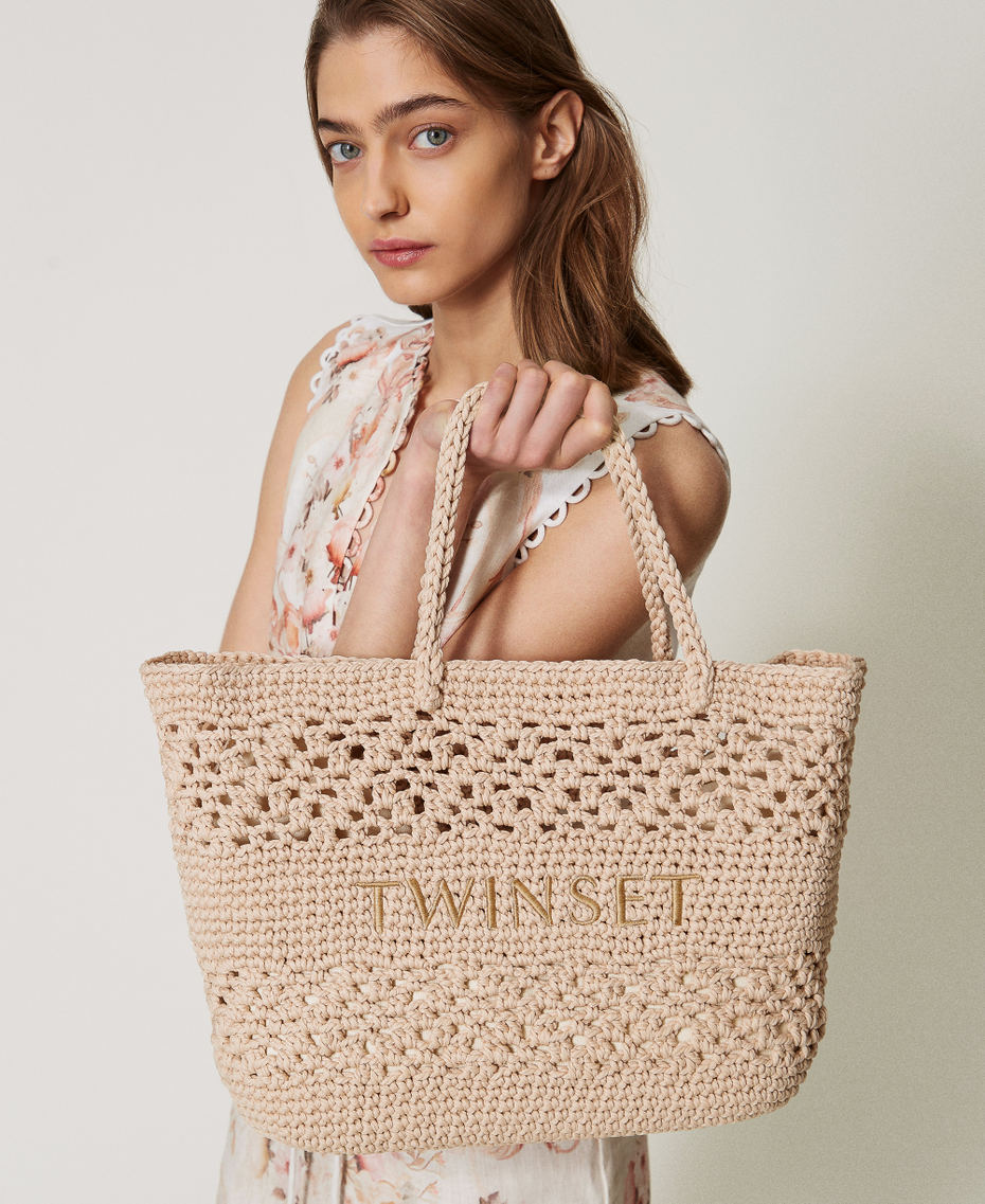Gehäkelter Shopper „Bohemienne“ Natur Weiß Frau 251TD8110_00497_0T