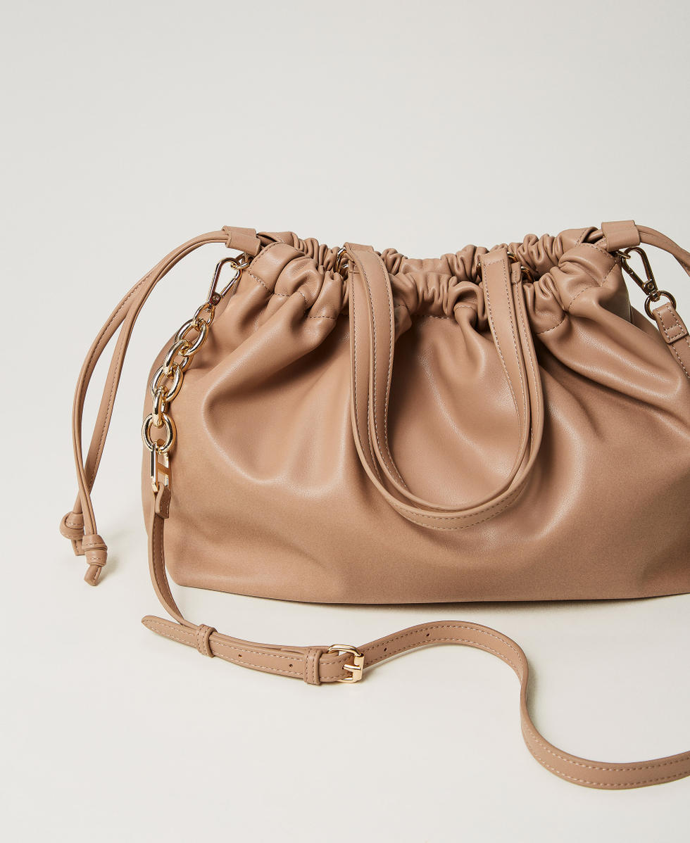 Shopper with ruching Pale "Ginger Root&rdquo; Beige Woman 251TD8031_11640_03