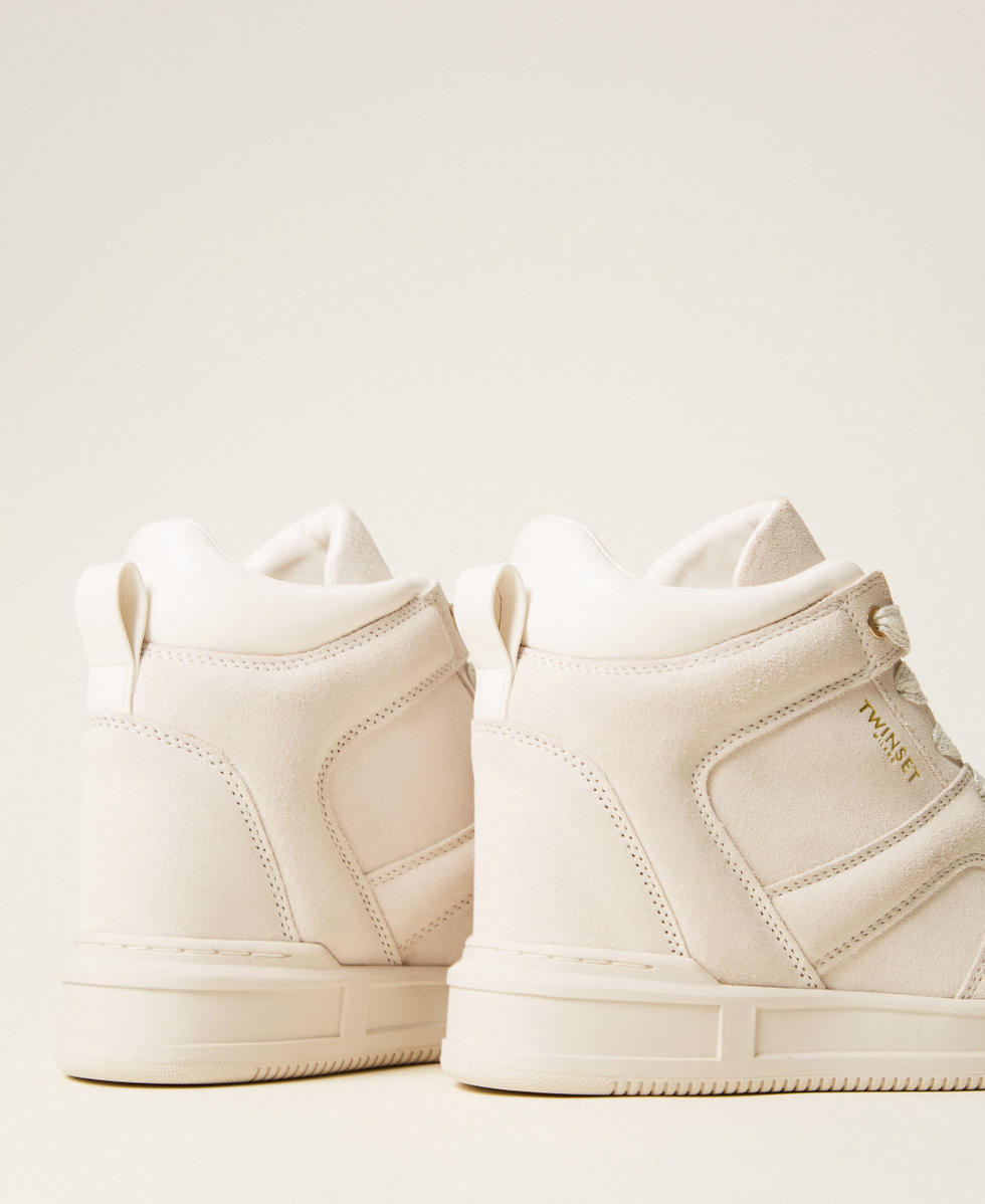 Baskets en cuir velours Blanc Neige Femme 252TGT016_00282_03