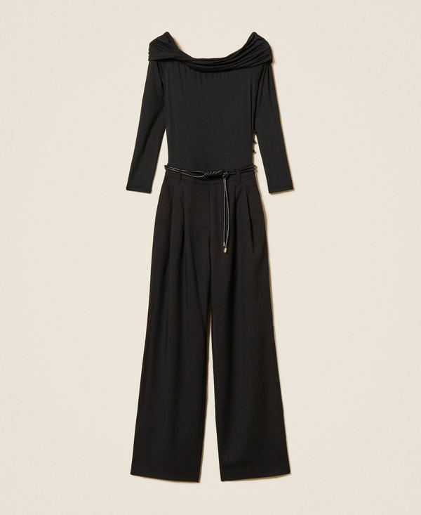 Jumpsuit with draping and belt
