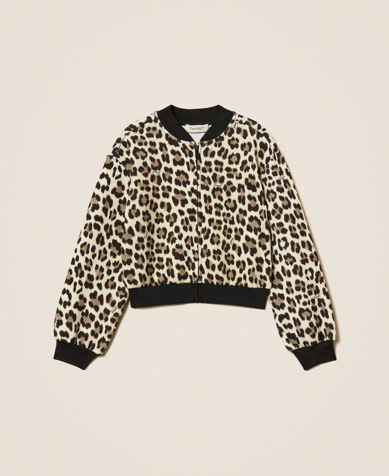Scuba fabric animal print bomber jacket Leopard Print Girl 252GJ2023_12700_S0