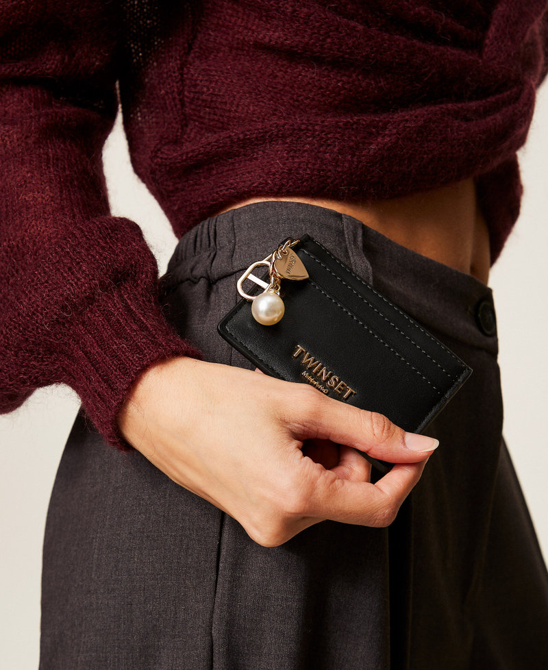Card holder with branded charms Black Woman 252TL8021_00006_T0