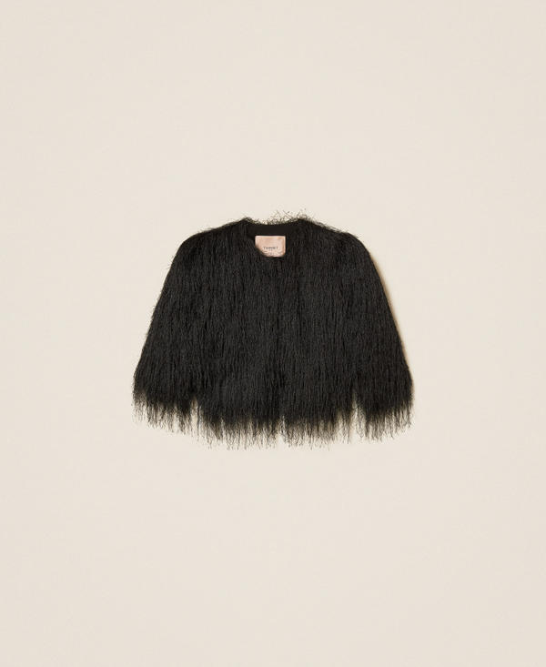 Cropped-Jacke mit Fransen