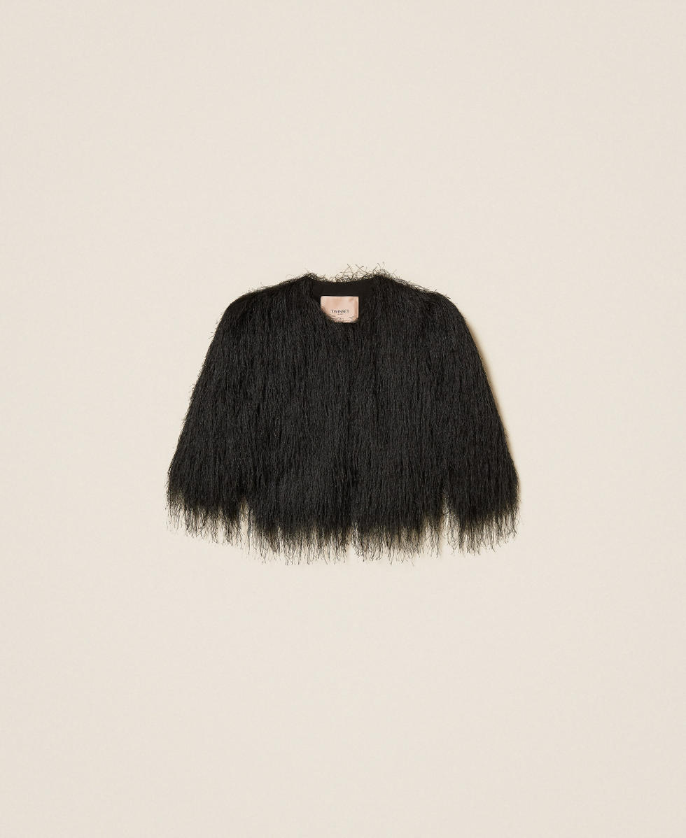 Cropped jacket with fringes