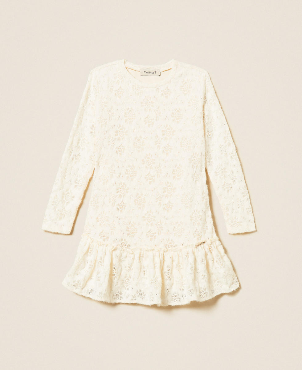 Kurzes Babykleid aus Spitze Wei&szlig; Schnee M&auml;dchen 262GB2121_00282_S0