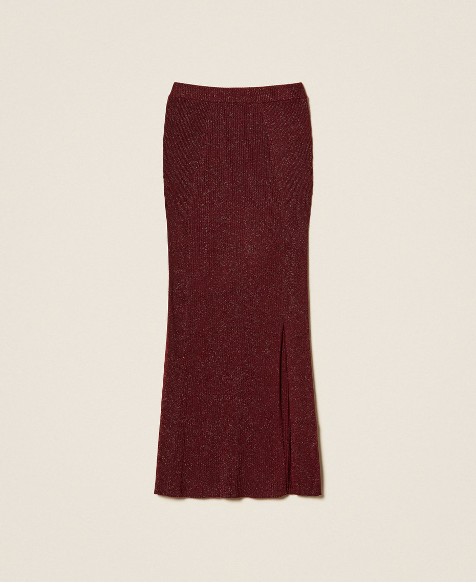 Knit midi skirt with lurex Red Wine Lurex Woman 252LL3LDD_12956_S0