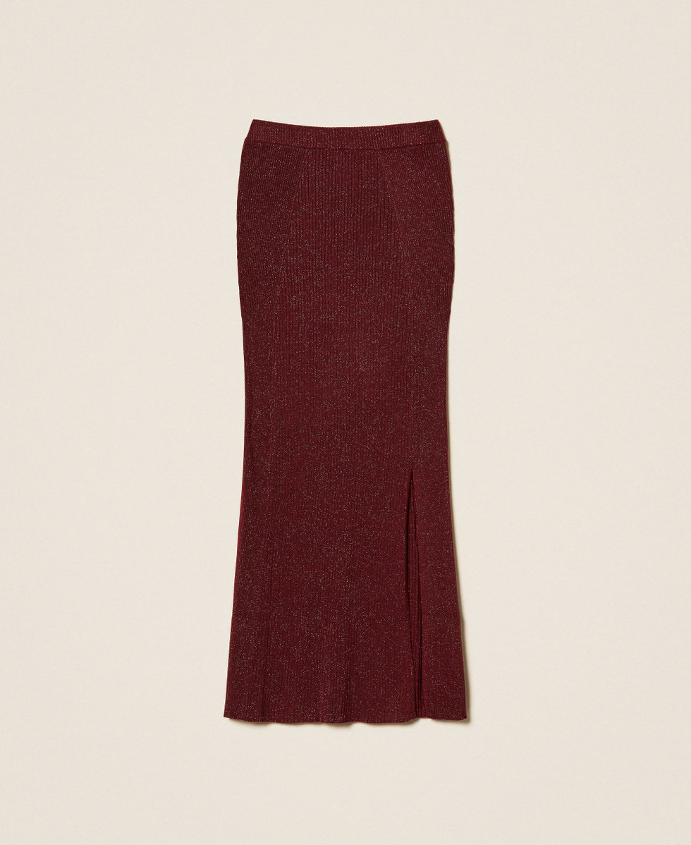 Gonna longuette in maglia con lurex Red Wine Lurex Donna 252LL3LDD_12956_S0