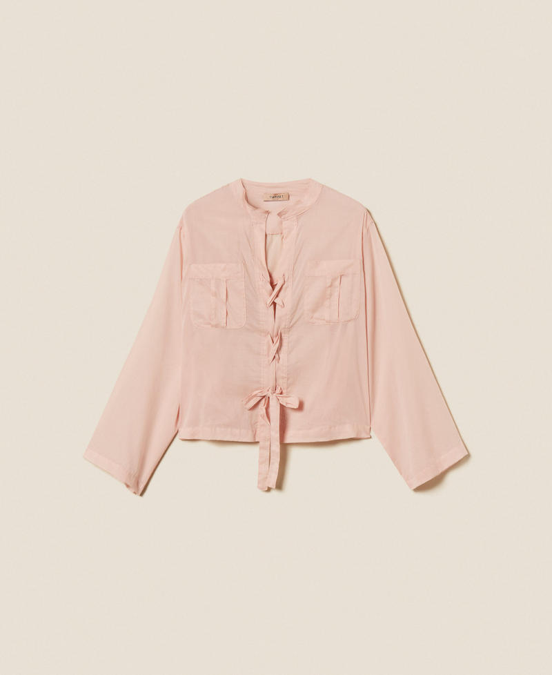 Muslin shirt with ties "Dance" Pink Woman 261TF2052_00816_S0