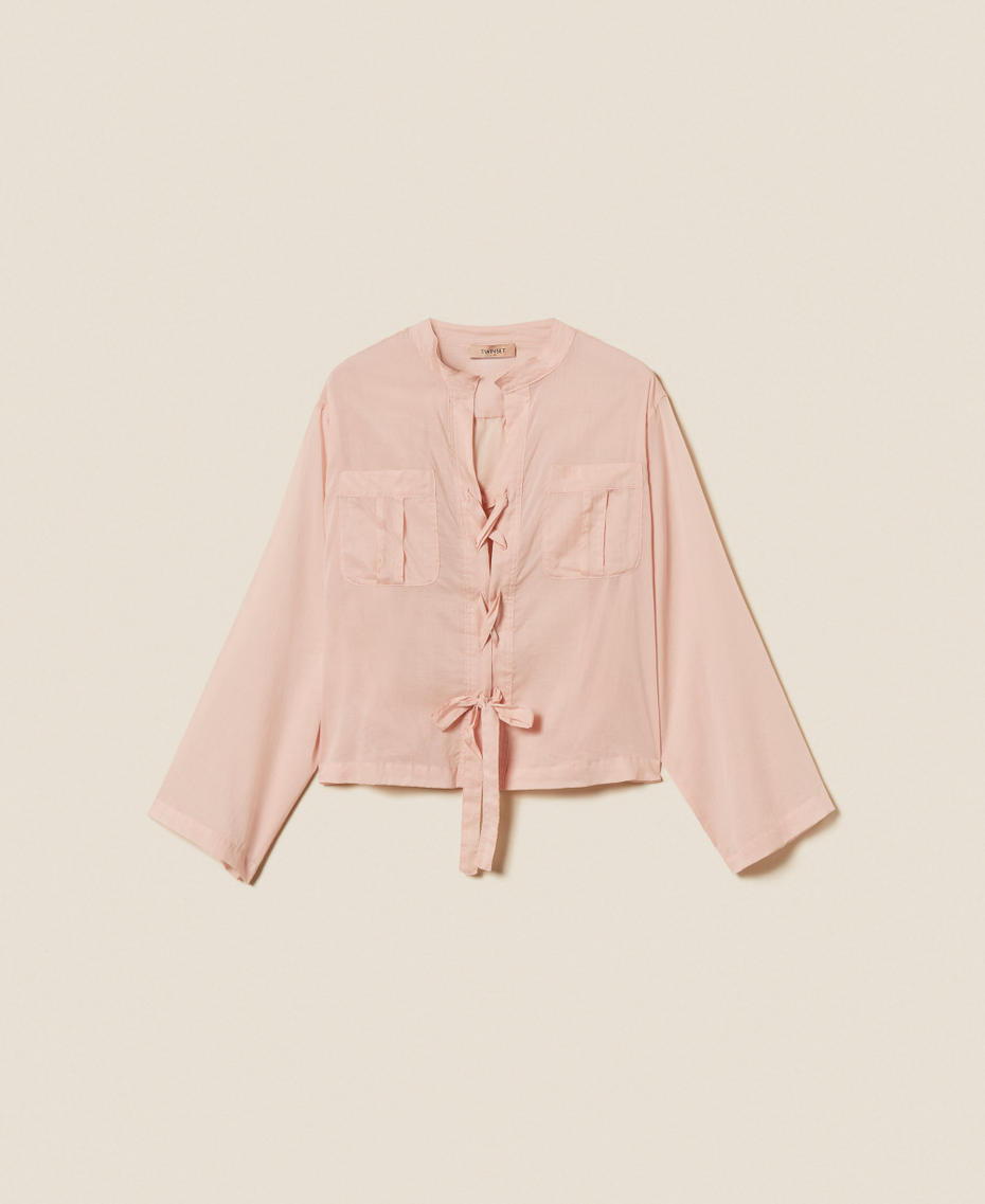 Muslin shirt with ties "Dance" Pink Woman 261TF2052_00816_S0