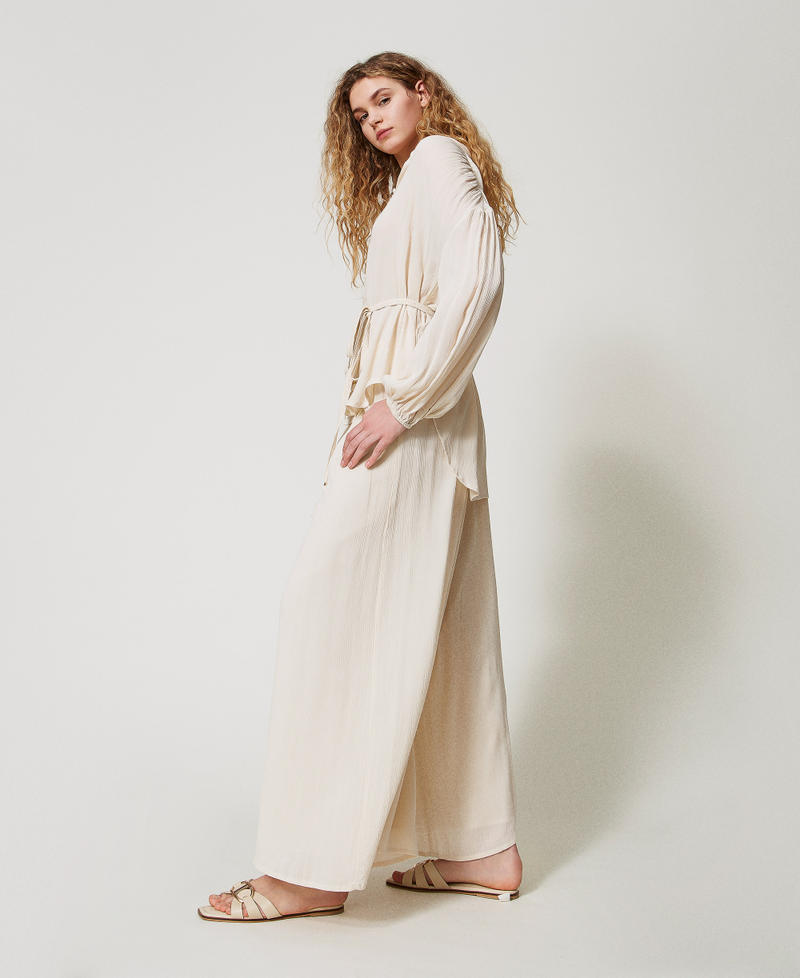 Palazzohose aus Krepon Almond Beige Frau 251LM2GDD_12363_02