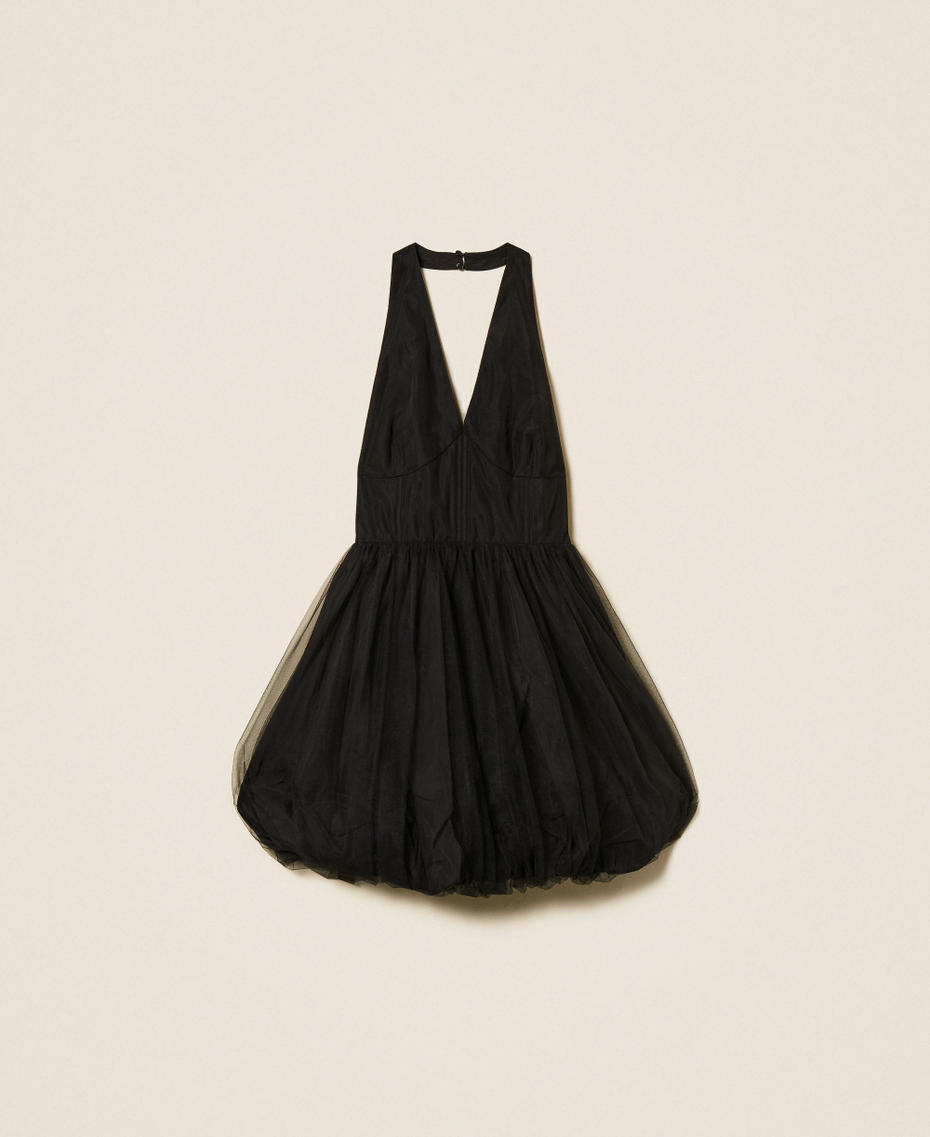 Abito corto in taffetà e tulle Nero Donna 252TT2283_00006_S0