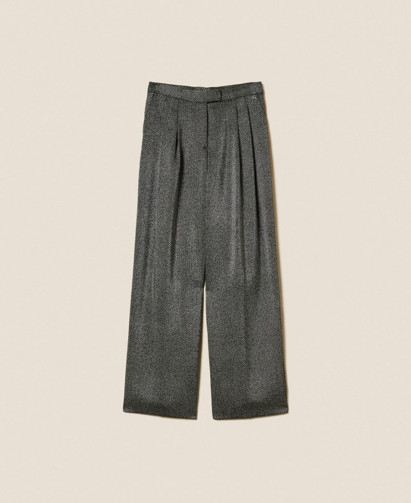 Palazzo trousers with laminated print Black Woman 252AP2353_00006_S0