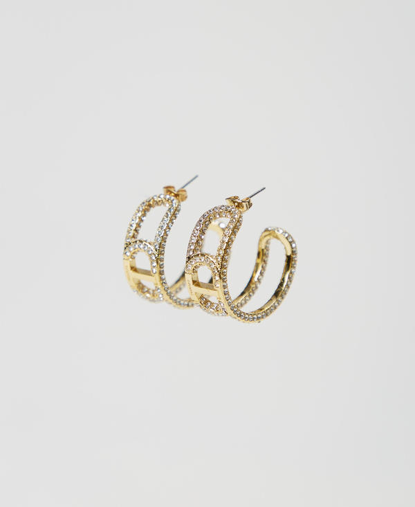 Earrings with Oval T chain and rhinestones
