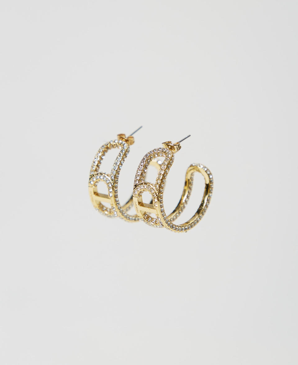 Earrings with Oval T chain and rhinestones Crystal Woman 251TO5361_00888_01