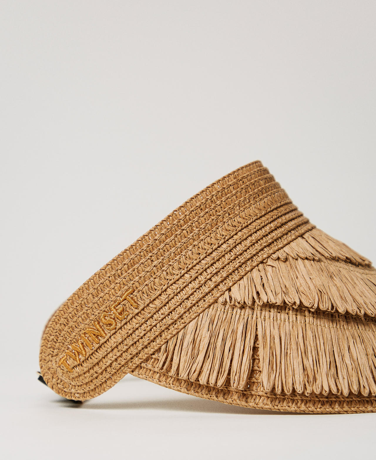Raffia-like visor with fringes Straw Woman 251LM5BMM_00193_02